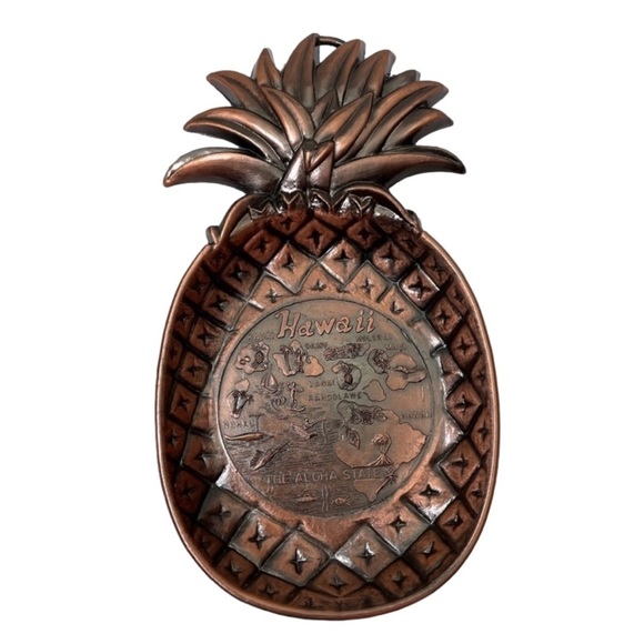 Hawaii The Aloha State Copper Pineapple Dish - Picture 1 of 10